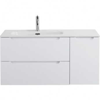 База под раковину подвесная BELBAGNO ETNA-1000-2C-1A-SO-BL-L с двумя выкатными ящиками и одной распашной дверцей, левосторонняя, Bianco Lucido, 1004x462x500